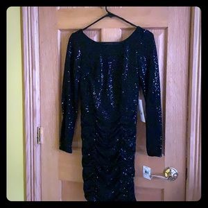 Black Sequined Aidan Mattox Cocktail Dress.
